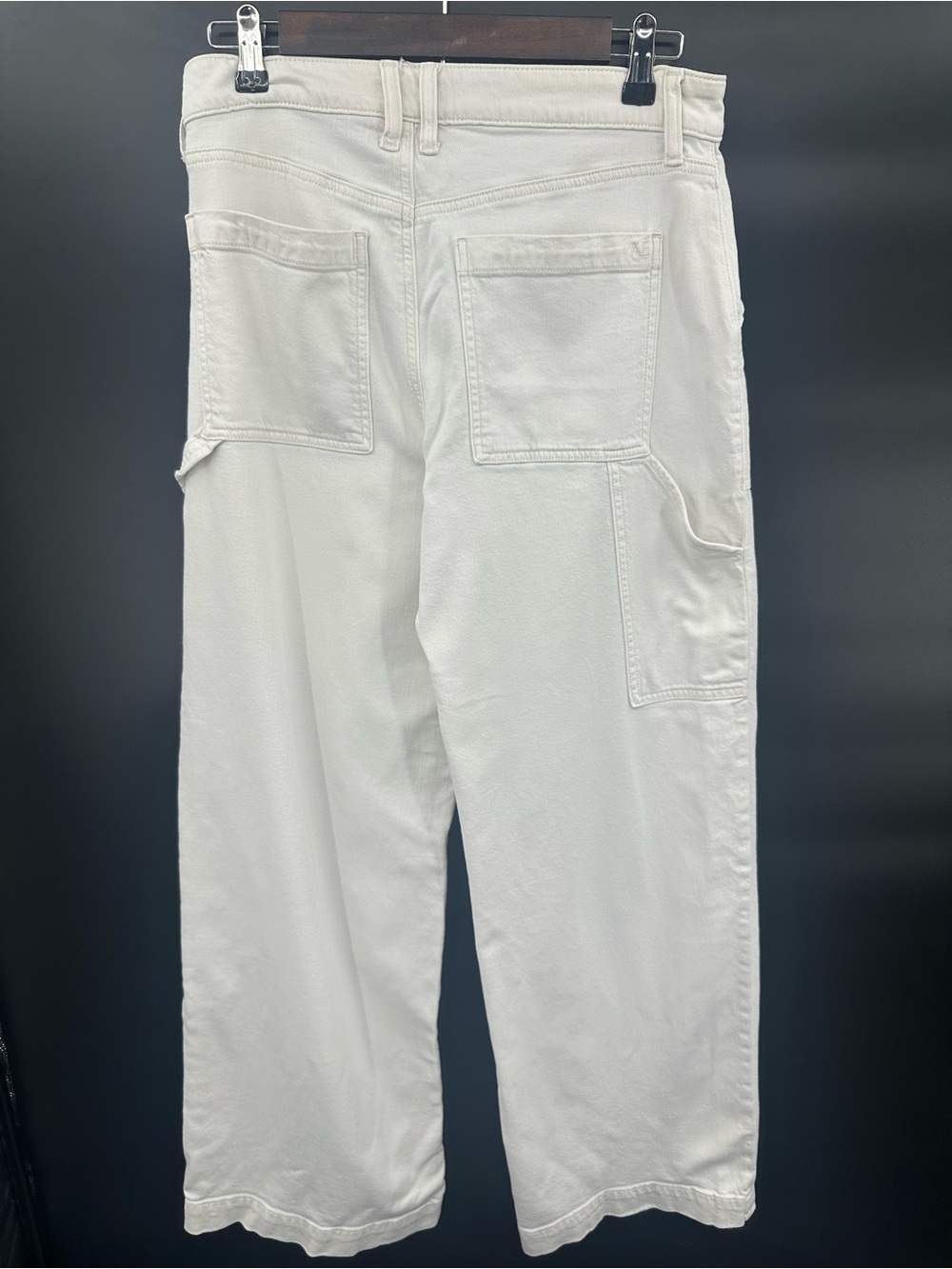 American Eagle Super High Rise Baggy Wide Leg Utility Jeans Off-White Sz 6 1312 - Picture 3 of 10